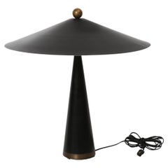 Post-Modern Leather and Brass Studio-Made Lamp