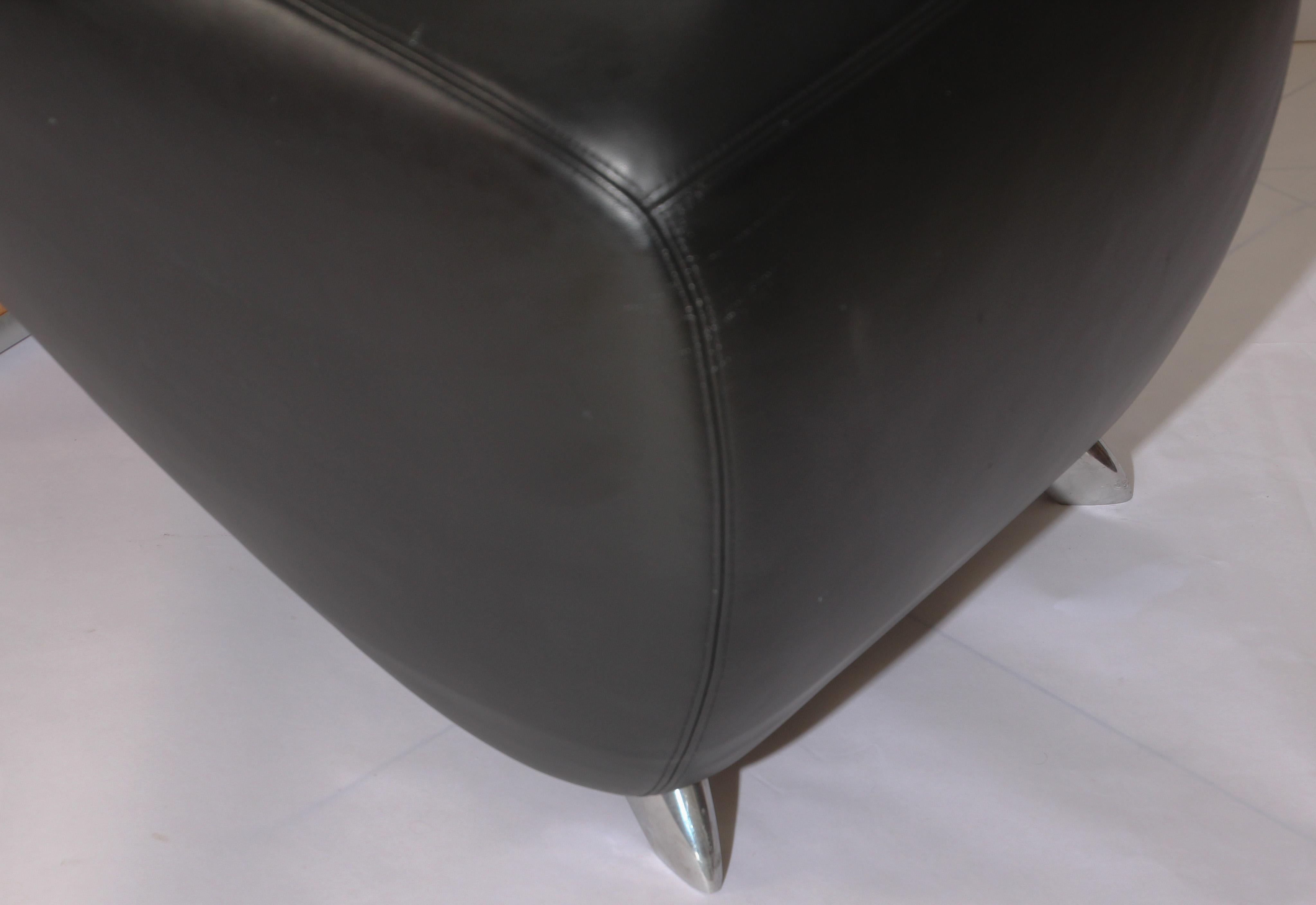 Postmoderne Fauteuil BOBO Easy Chair en cuir postmoderne de Dietmar Sharping en vente