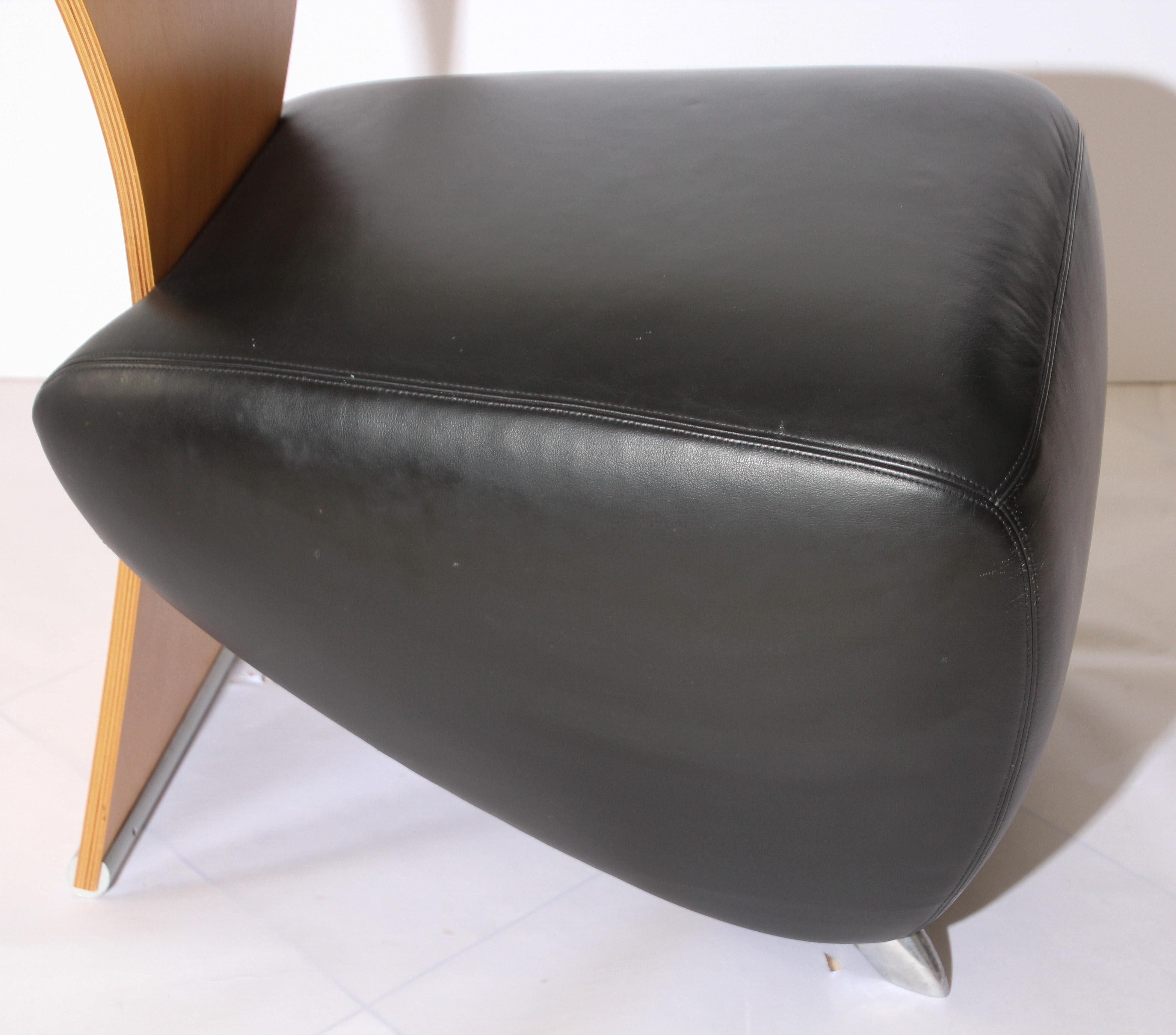American Postmodern Leather BOBO Easy Chair by Dietmar Sharping For Sale