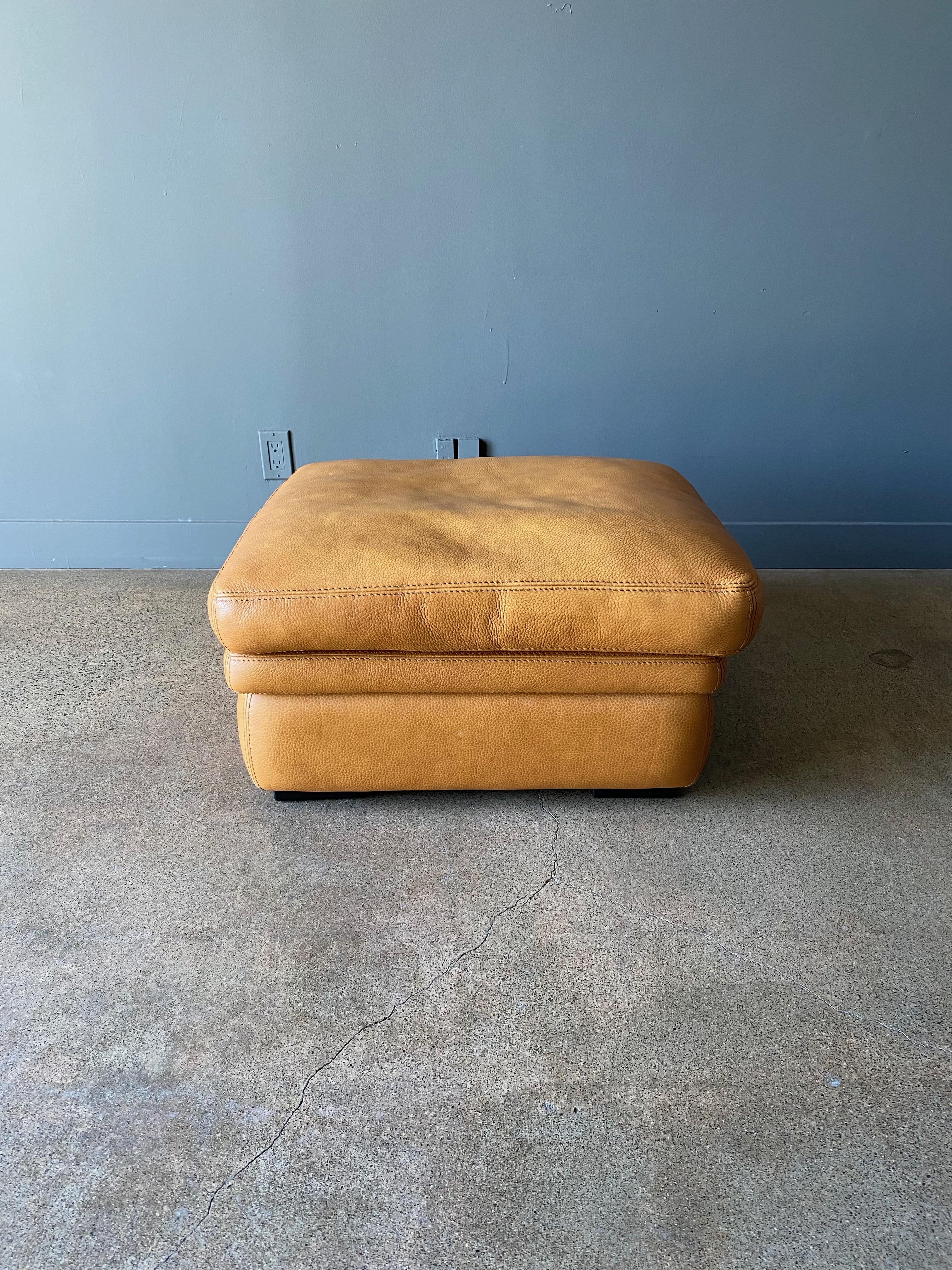 Late 20th Century Post Modern Leather Ottoman by Roche Bobois, Circa 1989