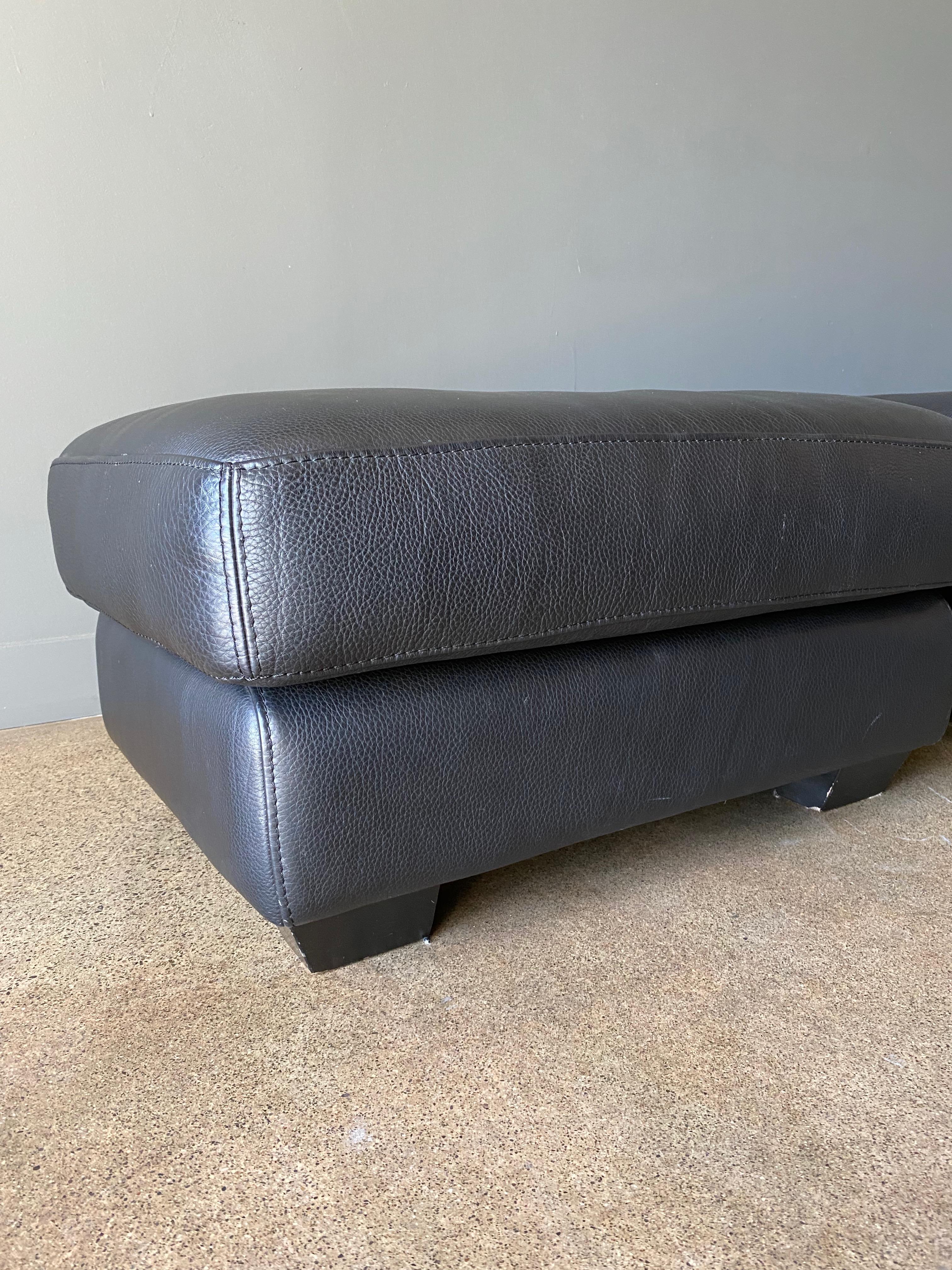 Hand-Crafted Post Modern Leather Ottomans by Roche Bobois, Circa 1980s