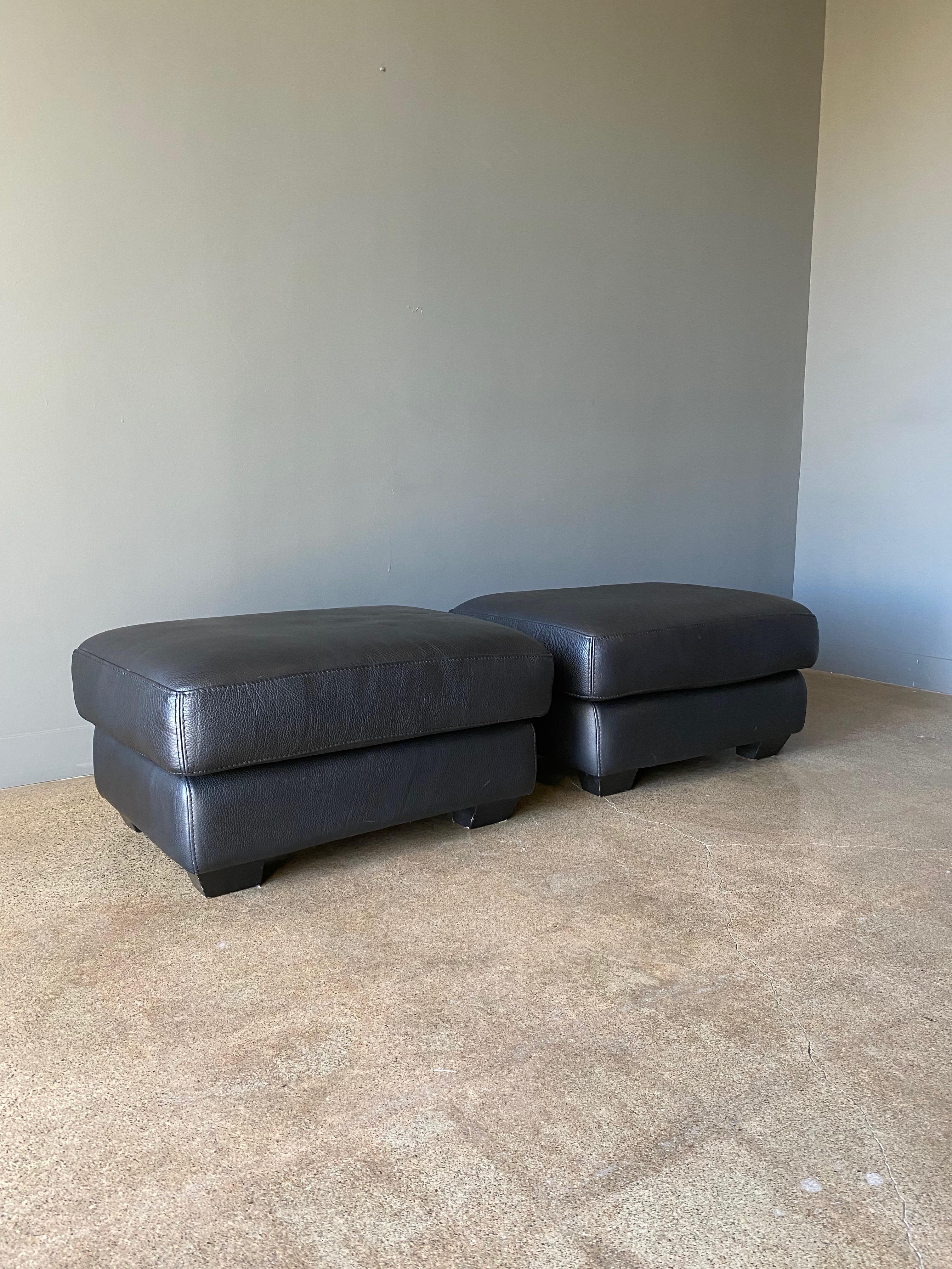 Late 20th Century Post Modern Leather Ottomans by Roche Bobois, Circa 1980s