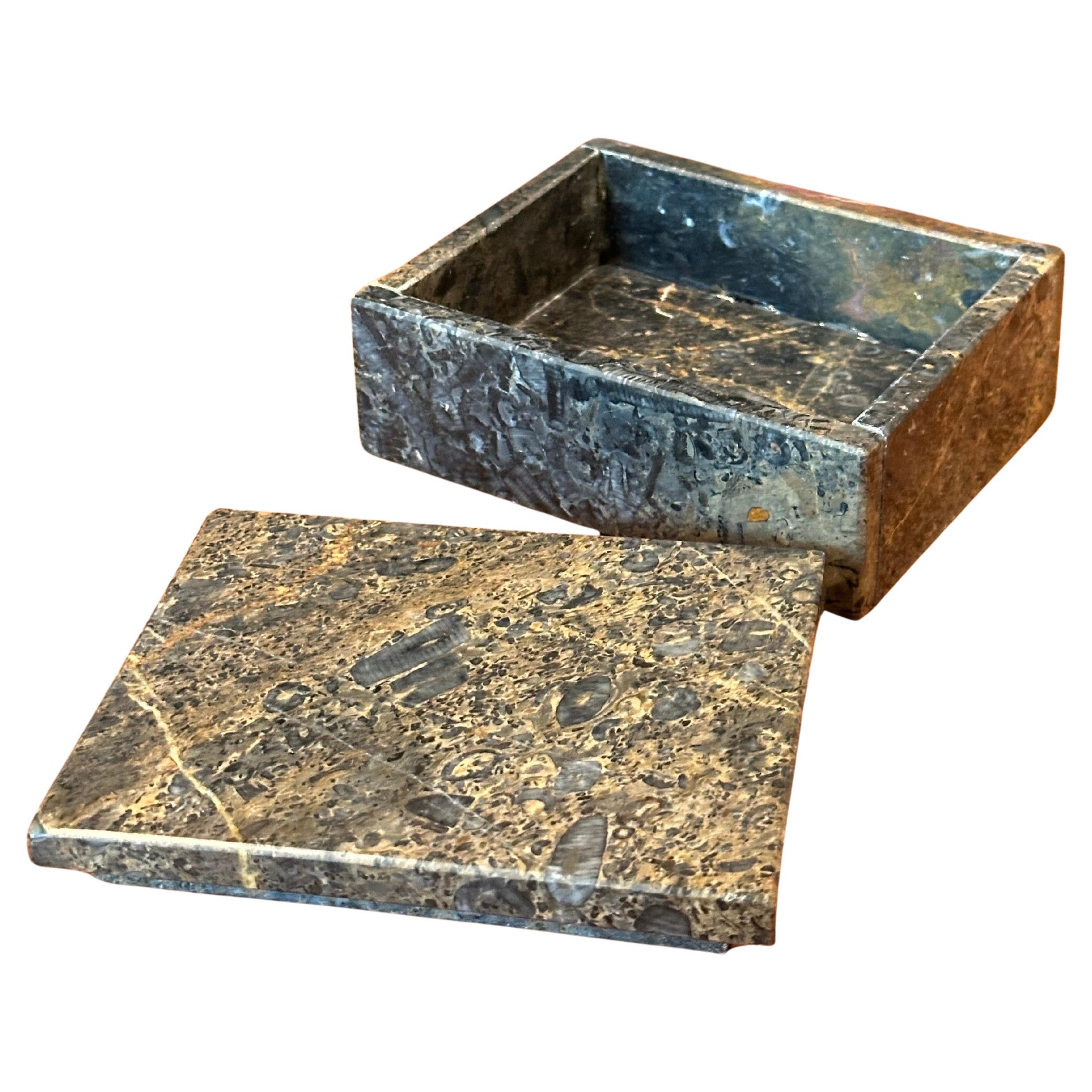 20th Century Post-Modern Lidded Marble Trinket Box For Sale