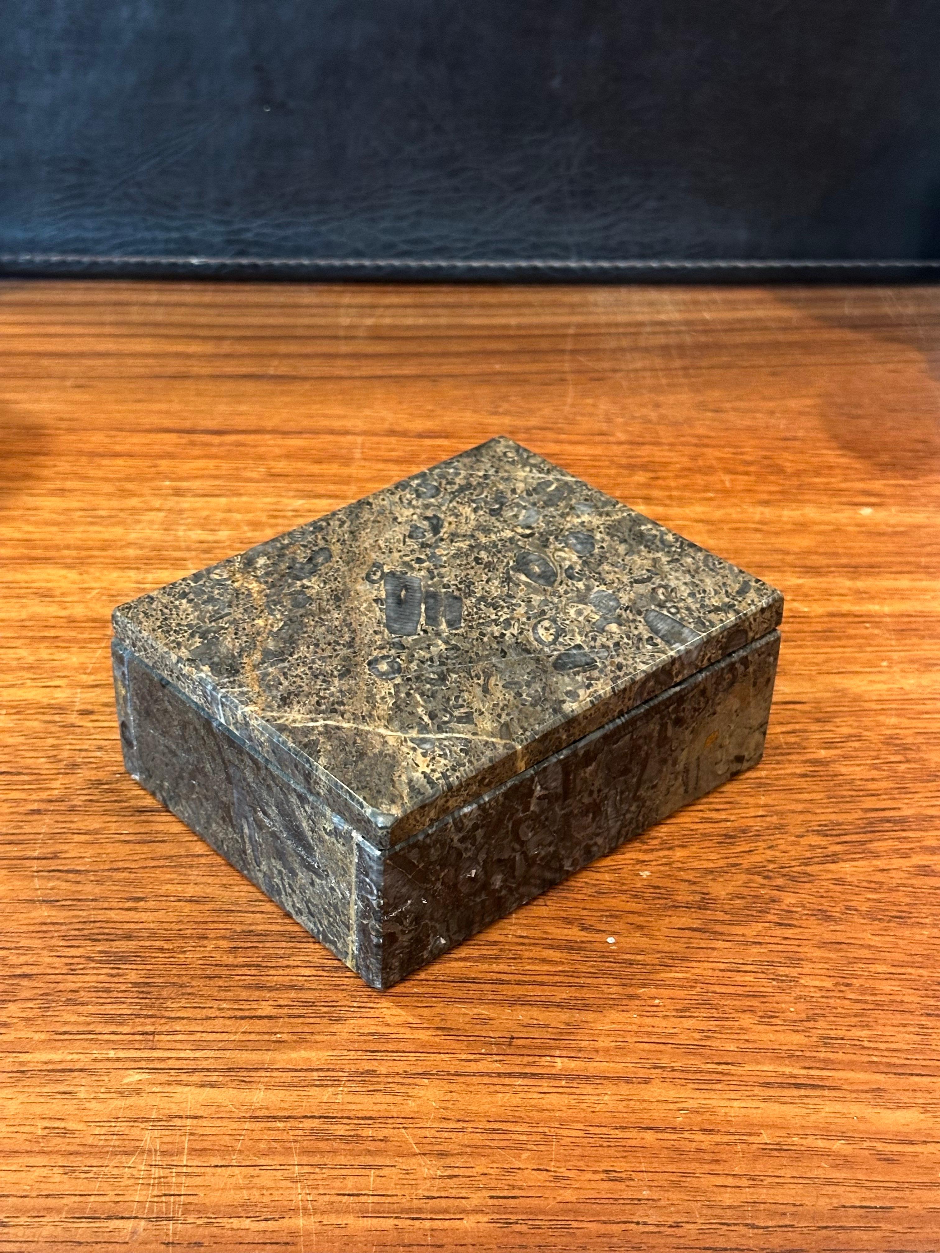 Brass Post-Modern Lidded Marble Trinket Box For Sale