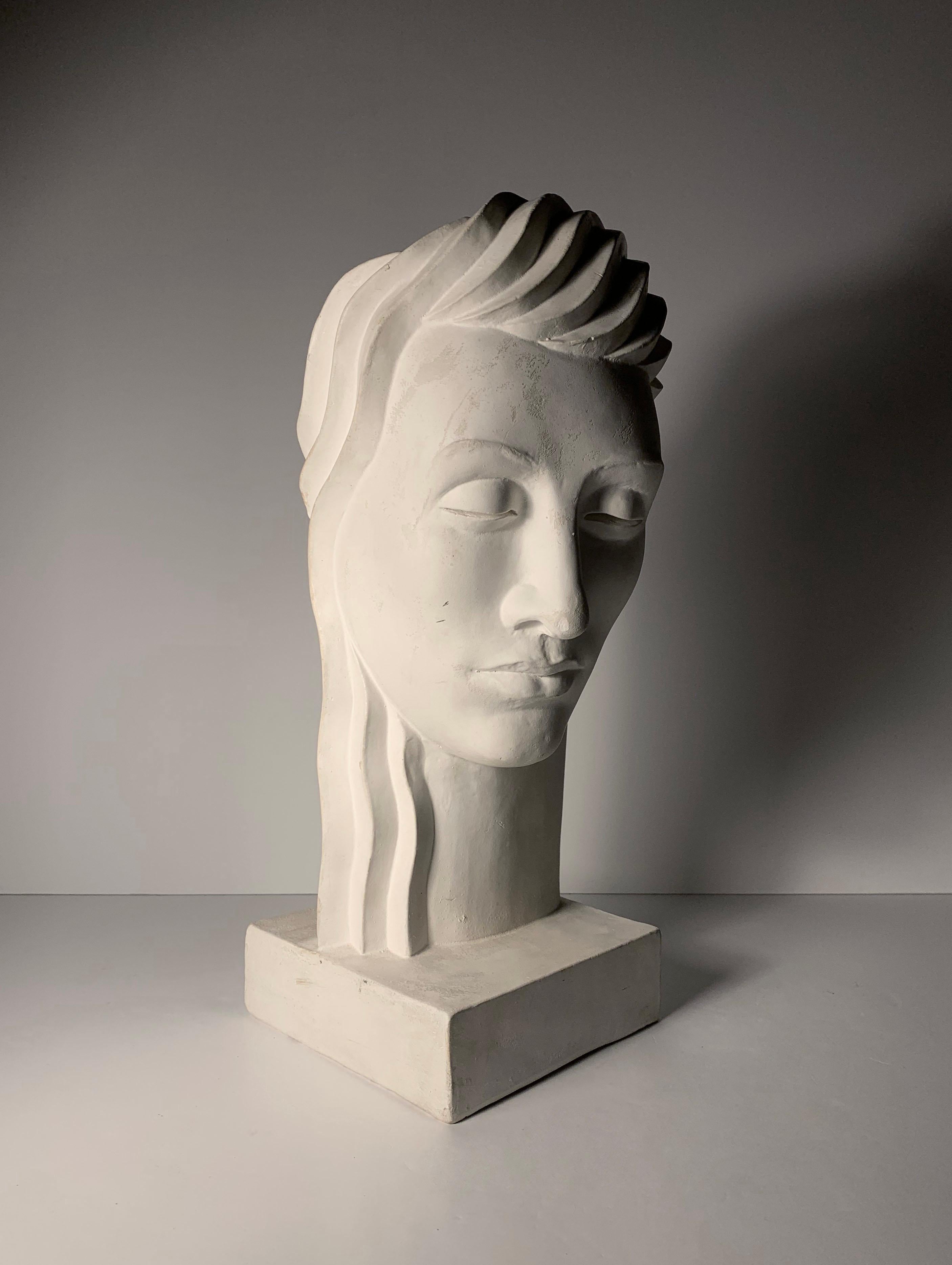 Postmoderne Lora Marx (Samuel Marx) Deko-Büstenkopf-Skulptur (Art déco) im Angebot