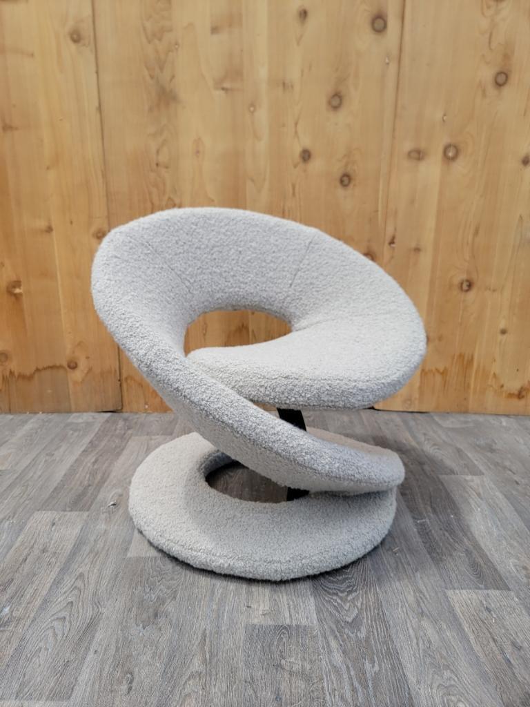 Post-Modern Post Modern Louis Durot Style Spiral Ribbon Lounge Newly Upholstered in Boucle For Sale