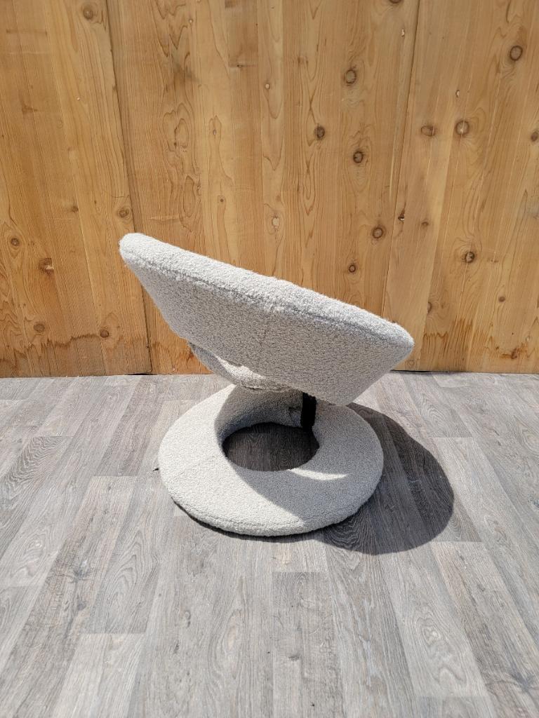 Post Modern Louis Durot Style Spiral Ribbon Lounge Newly Upholstered in Boucle In Good Condition For Sale In Chicago, IL