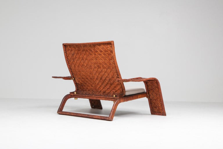 Postmodern Lounge Chair In Woven Leather By Marzio Cecchi For Sale At 1stdibs