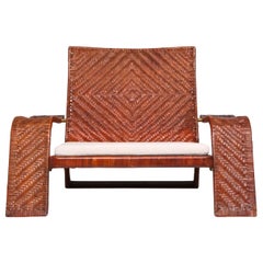 Postmodern Lounge Chair in Woven Leather by Marzio Cecchi
