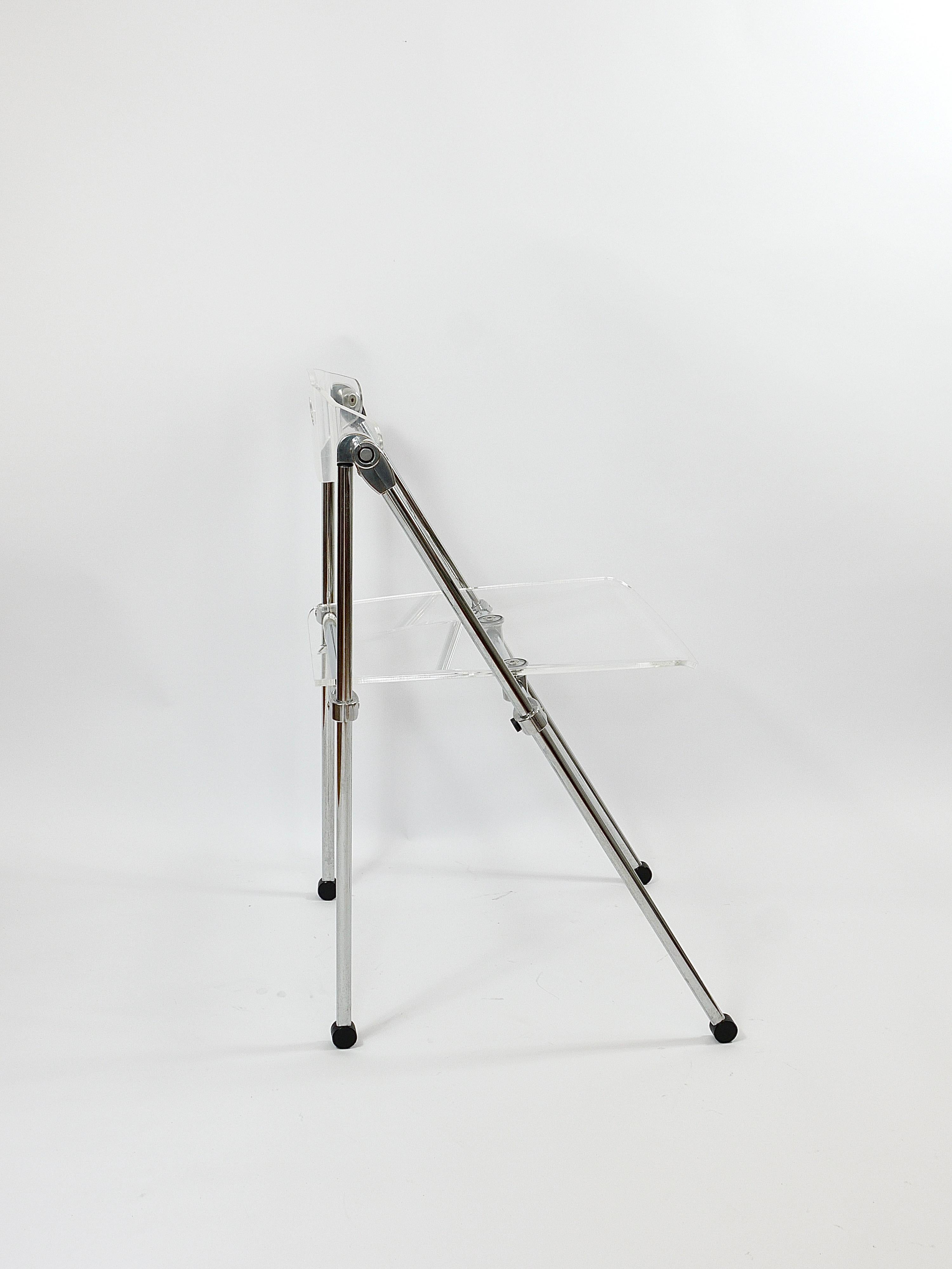 Postmoderner Klappstuhl aus Lucite und Chrom, Piretti Castelli-Stil, Italien, 1980er Jahre im Angebot 4