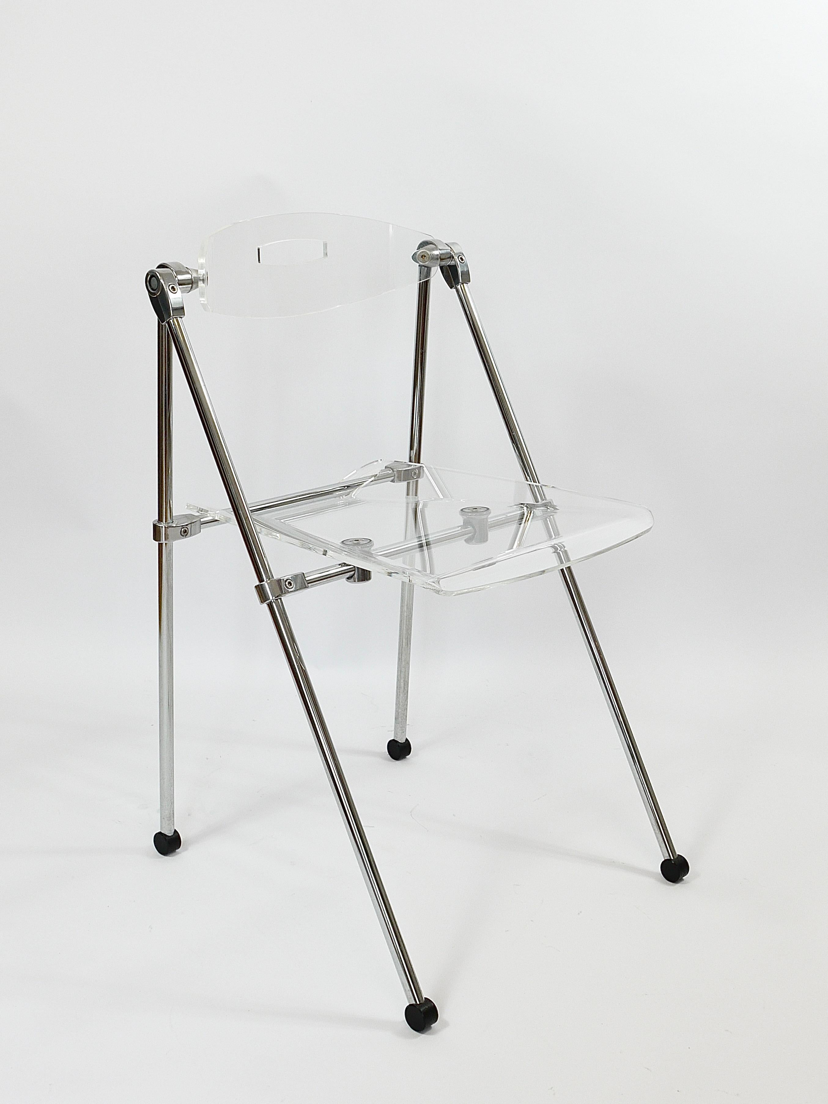 Postmoderner Klappstuhl aus Lucite und Chrom, Piretti Castelli-Stil, Italien, 1980er Jahre im Angebot 5