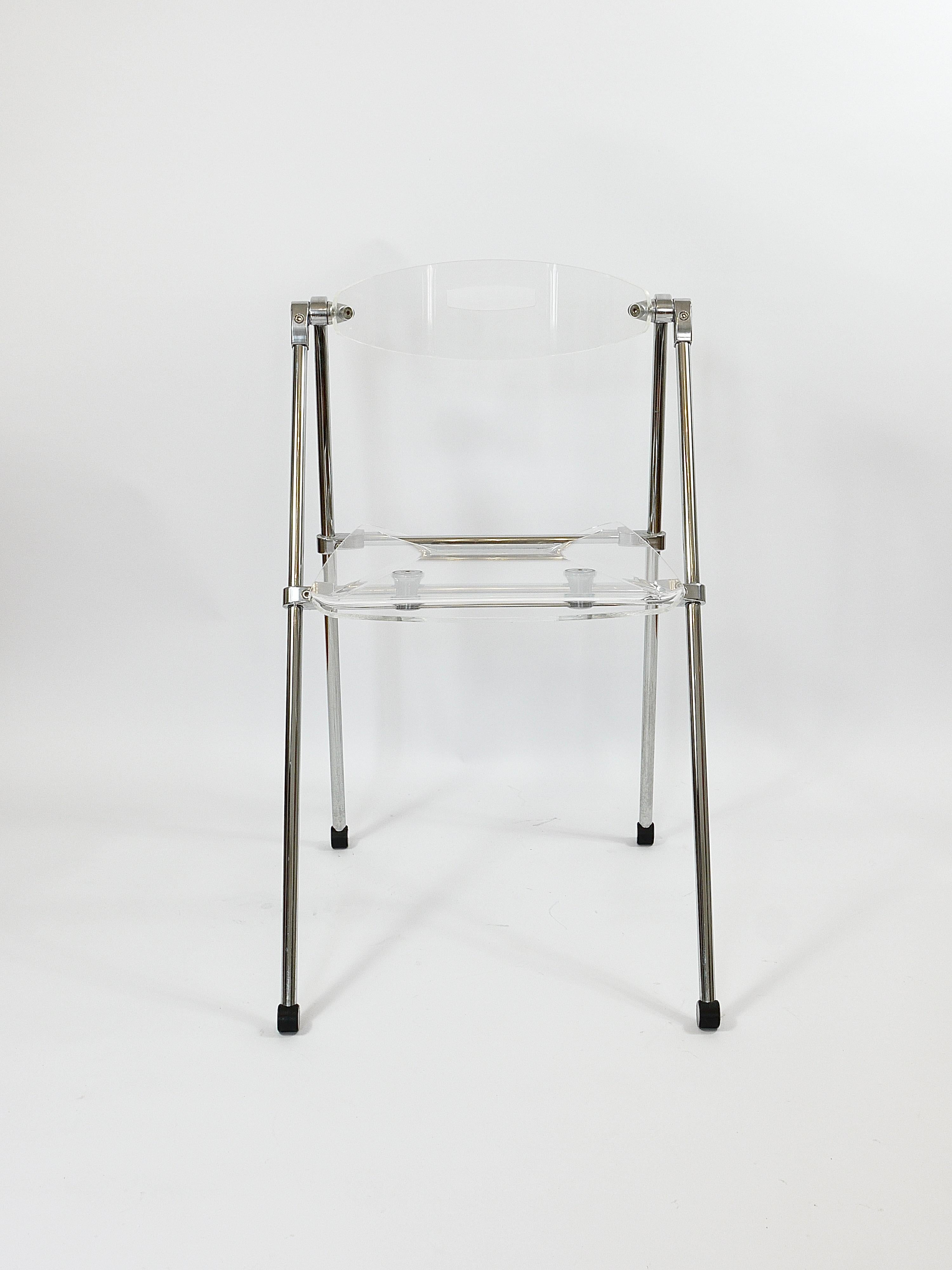 Postmoderner Klappstuhl aus Lucite und Chrom, Piretti Castelli-Stil, Italien, 1980er Jahre im Angebot 6
