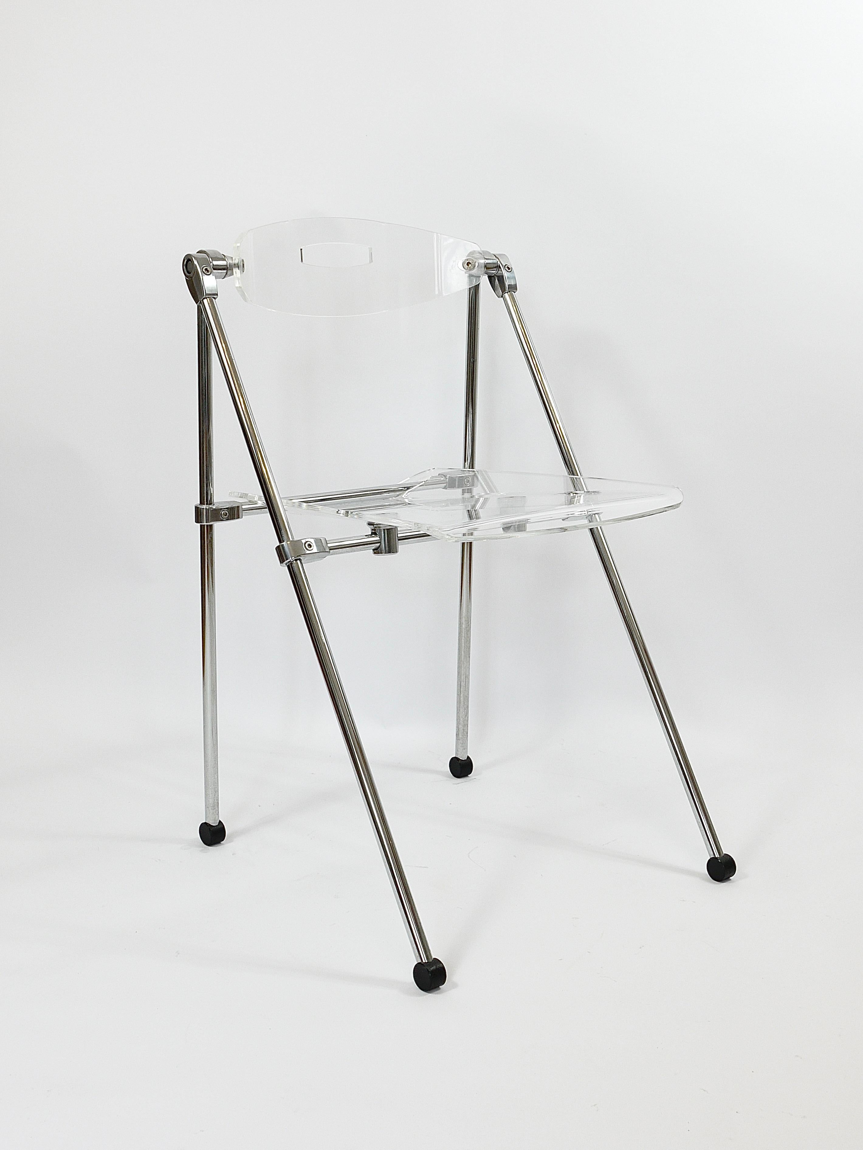 Postmoderner Klappstuhl aus Lucite und Chrom, Piretti Castelli-Stil, Italien, 1980er Jahre im Angebot 7