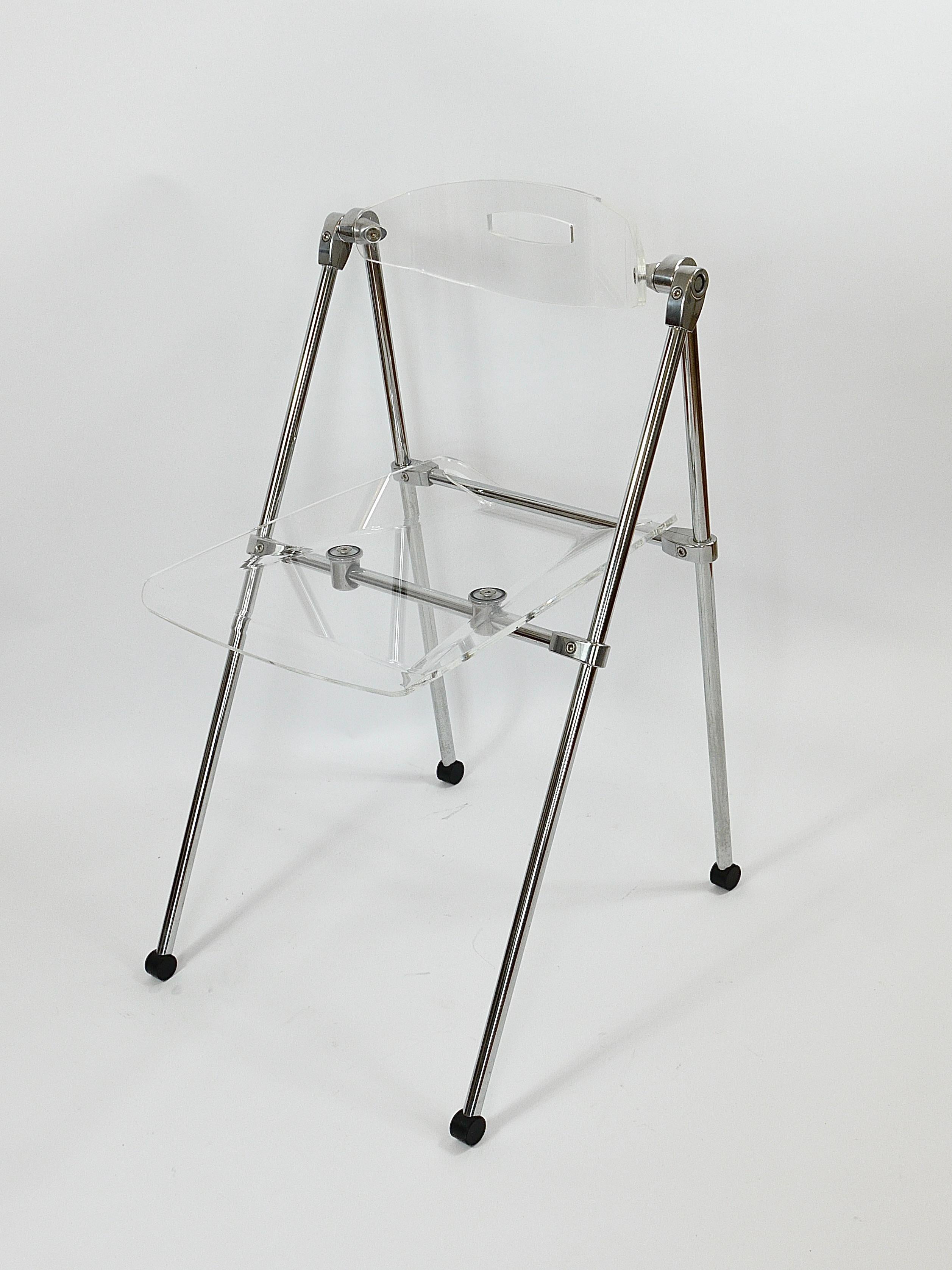 Postmoderner Klappstuhl aus Lucite und Chrom, Piretti Castelli-Stil, Italien, 1980er Jahre im Angebot 8