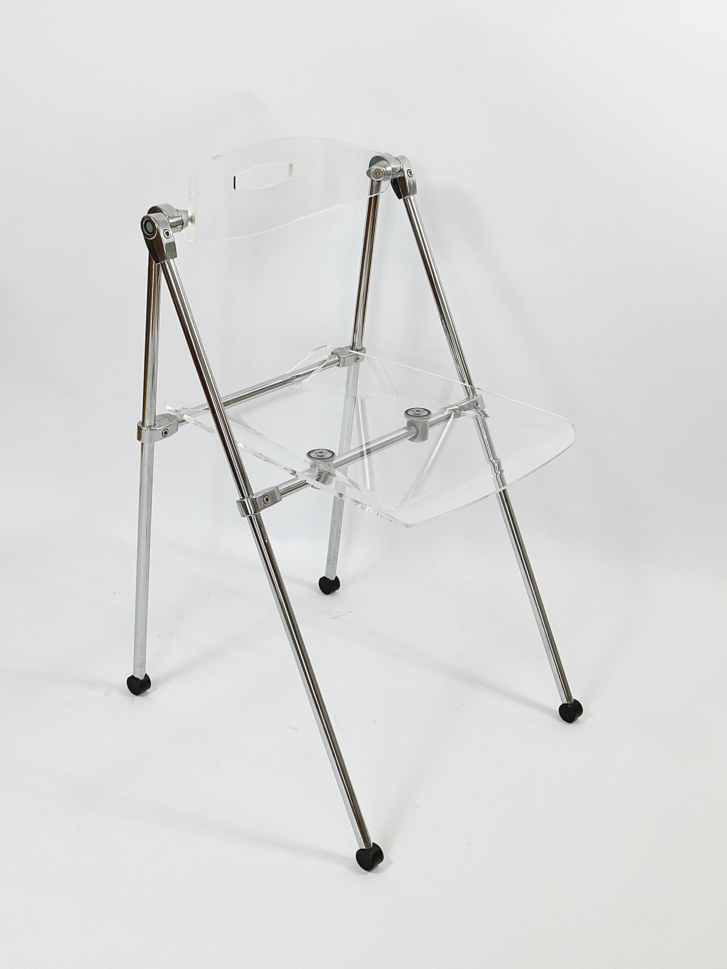 Postmoderner Klappstuhl aus Lucite und Chrom, Piretti Castelli-Stil, Italien, 1980er Jahre im Angebot 9