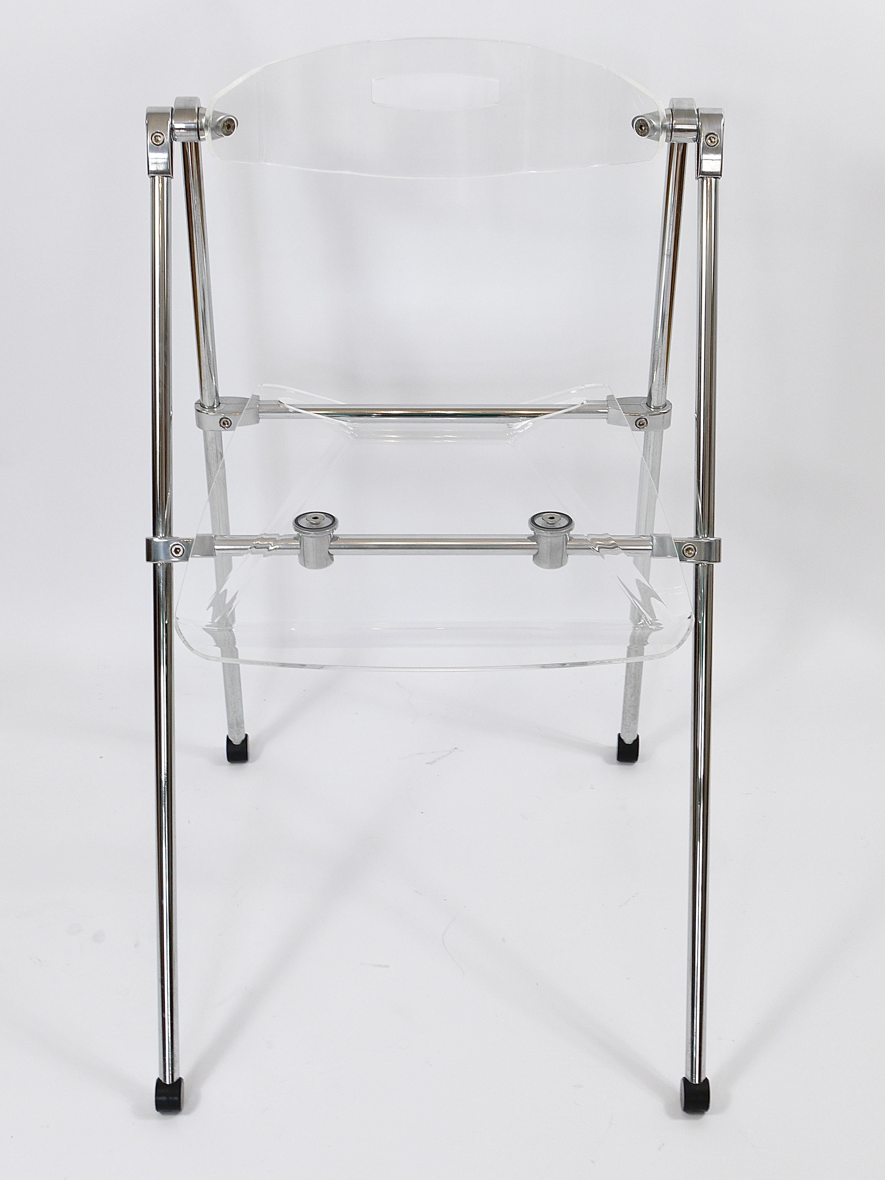 Postmoderner Klappstuhl aus Lucite und Chrom, Piretti Castelli-Stil, Italien, 1980er Jahre im Angebot 10