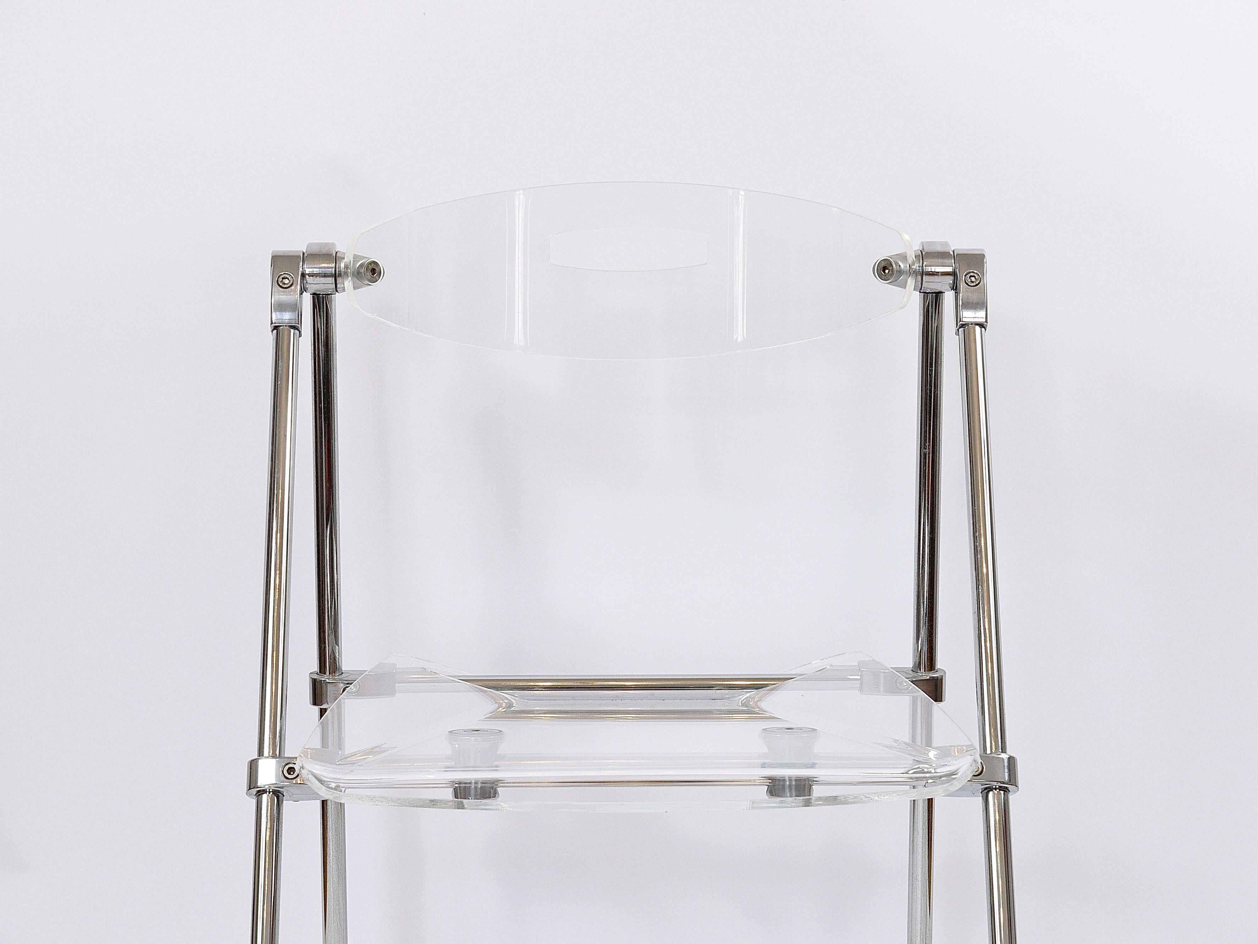 Postmoderner Klappstuhl aus Lucite und Chrom, Piretti Castelli-Stil, Italien, 1980er Jahre im Angebot 11