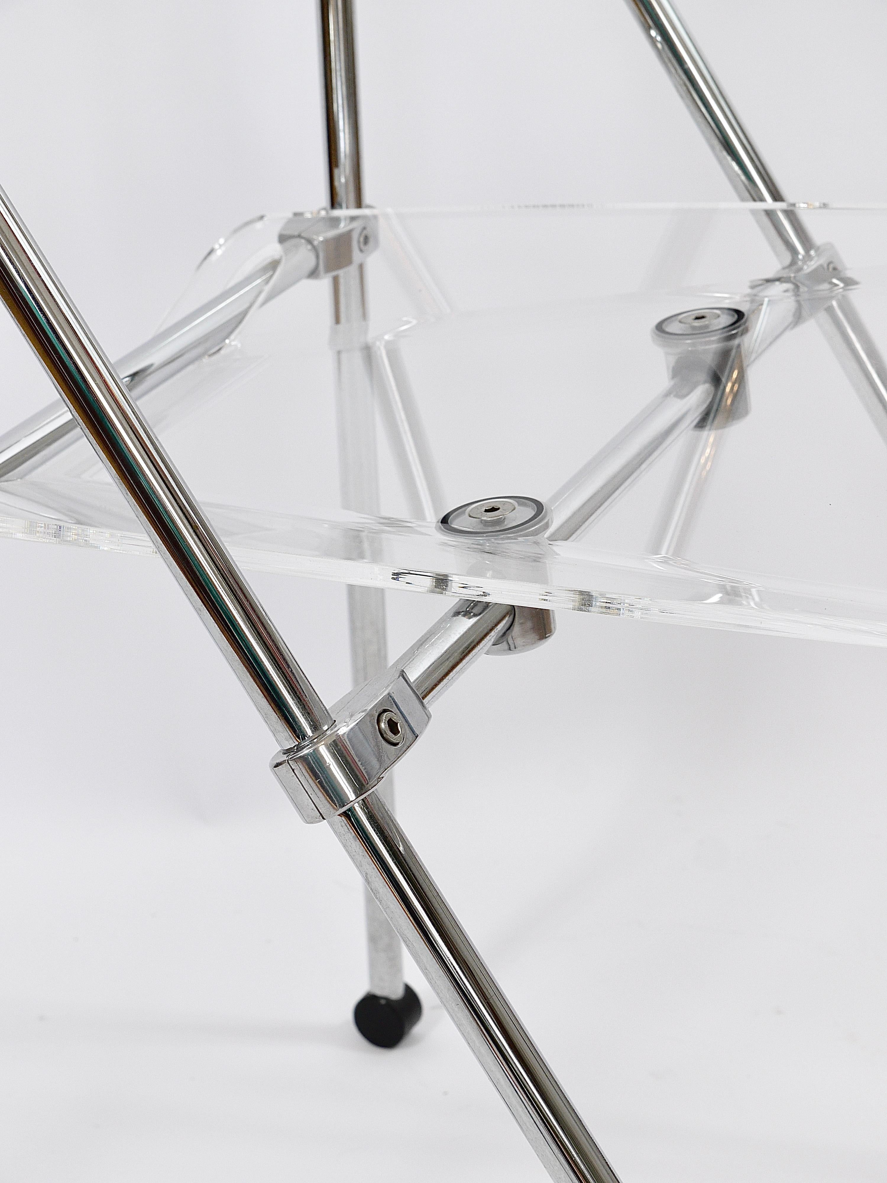 Postmoderner Klappstuhl aus Lucite und Chrom, Piretti Castelli-Stil, Italien, 1980er Jahre (Italienisch) im Angebot