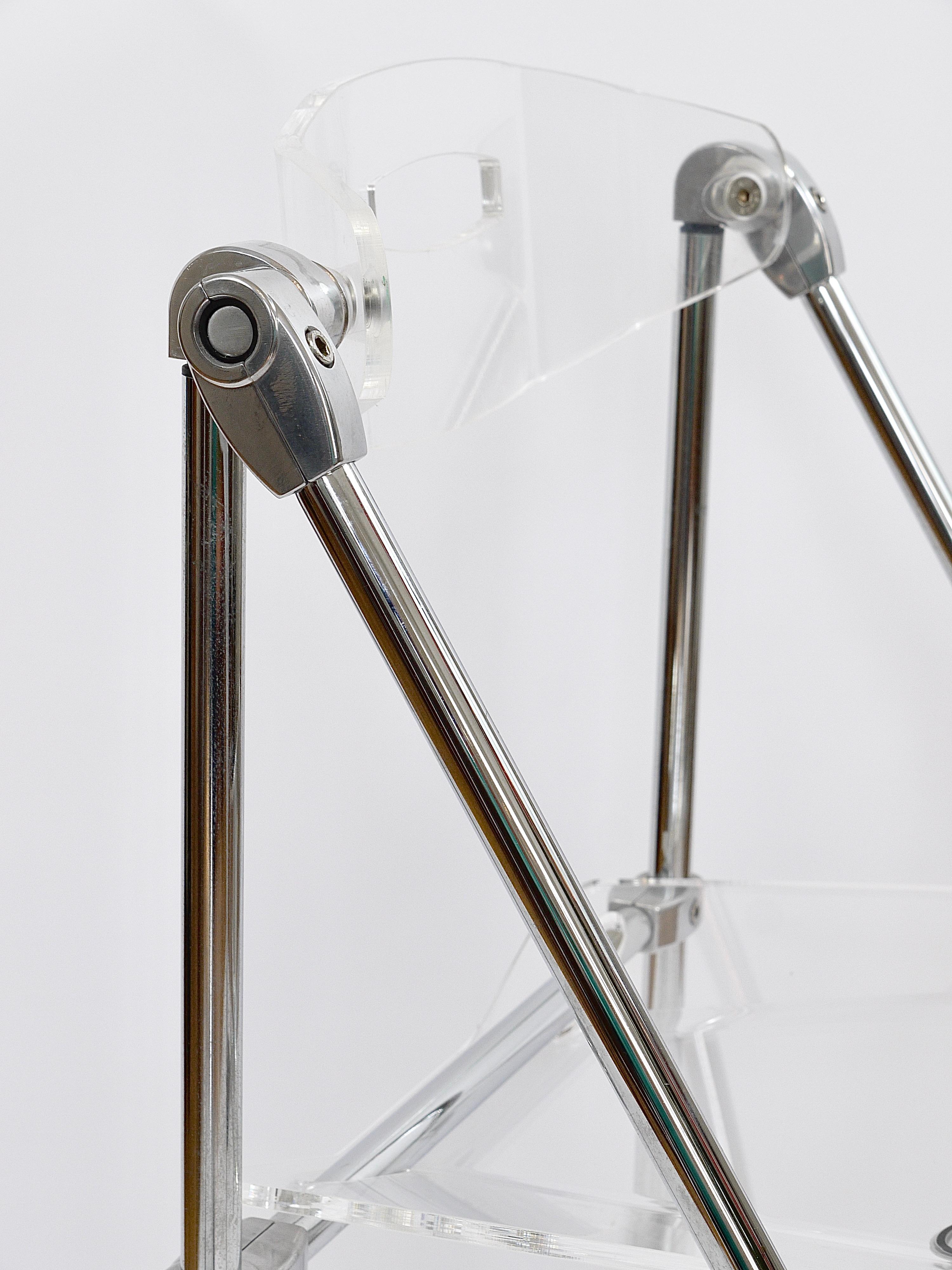 Postmoderner Klappstuhl aus Lucite und Chrom, Piretti Castelli-Stil, Italien, 1980er Jahre (Stahl) im Angebot