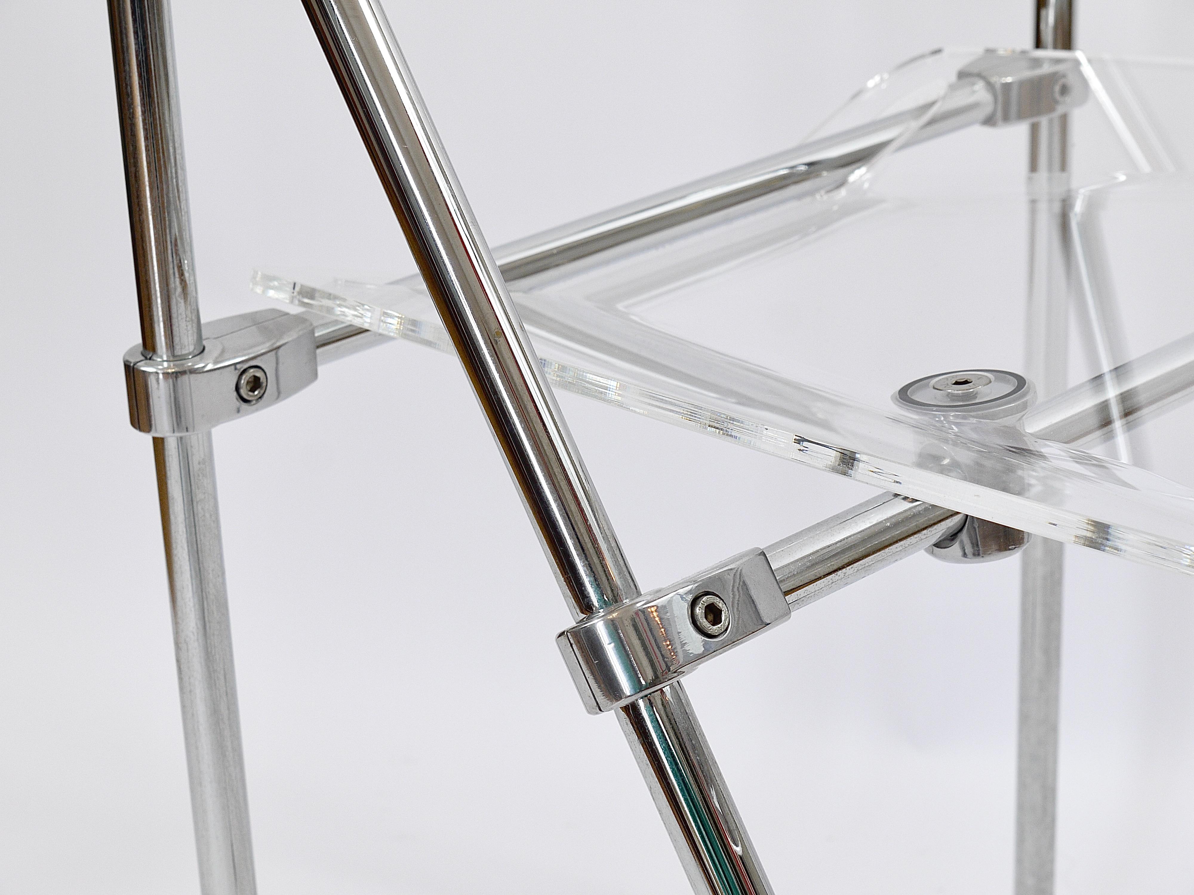 Postmoderner Klappstuhl aus Lucite und Chrom, Piretti Castelli-Stil, Italien, 1980er Jahre im Angebot 3