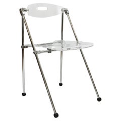 Sedia Foldes post-moderna in lucite e cromo, stile Piretti Castelli, Italia, anni '80