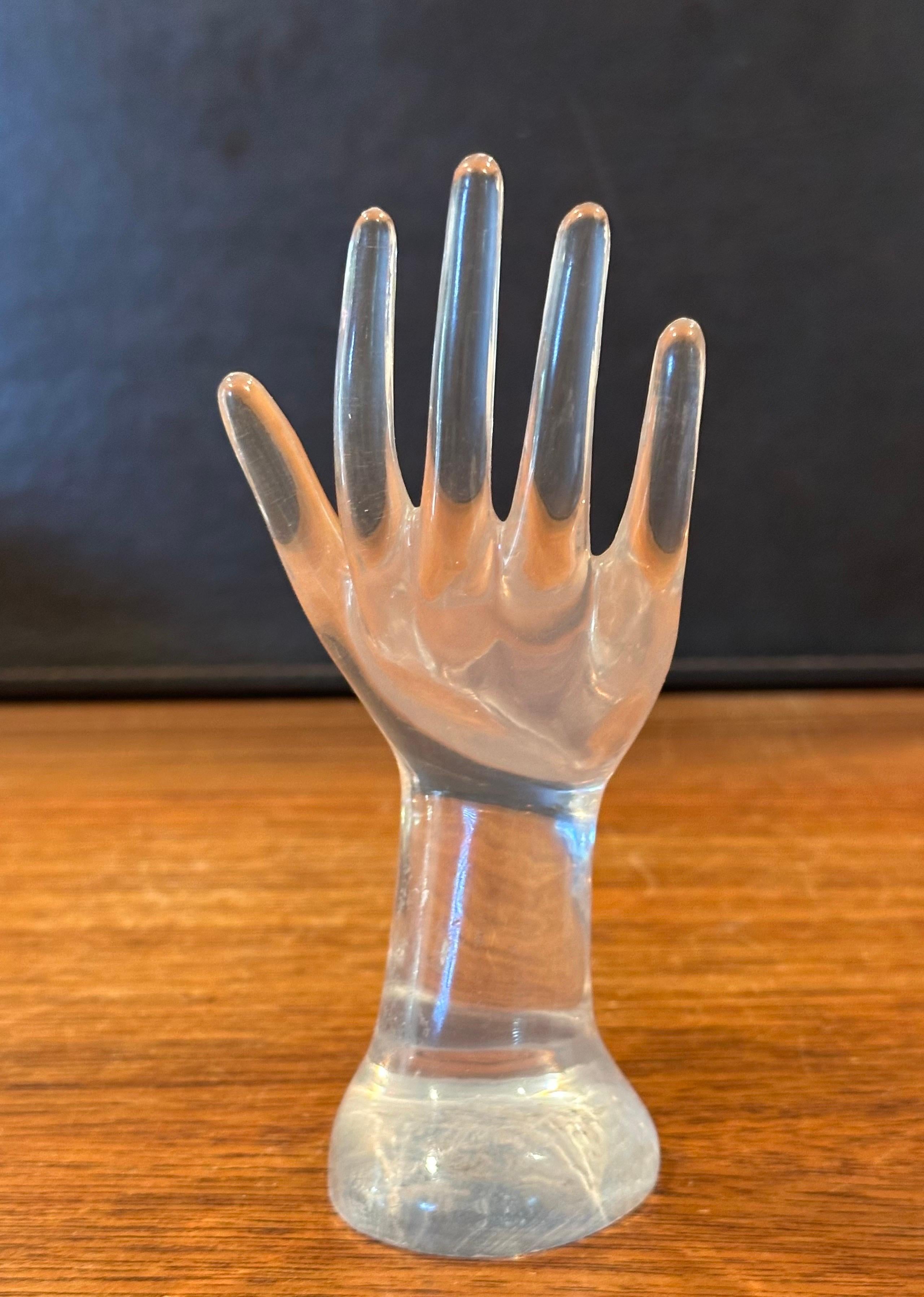 American Post-Modern Lucite Hand Ring Holder For Sale