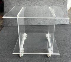 Post Modern Lucite Serving Bar  Cart Table on Wheels circa 1970's