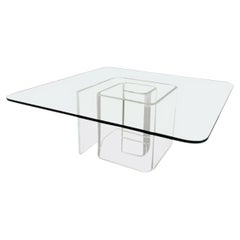 Post modern lucite snail spiral glass top coffee table