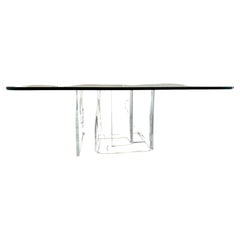 Used Post modern lucite snail spiral glass top coffee table