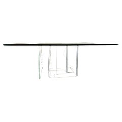 Tavolino da caffè post moderno in lucite con piano in vetro a spirale di lumaca