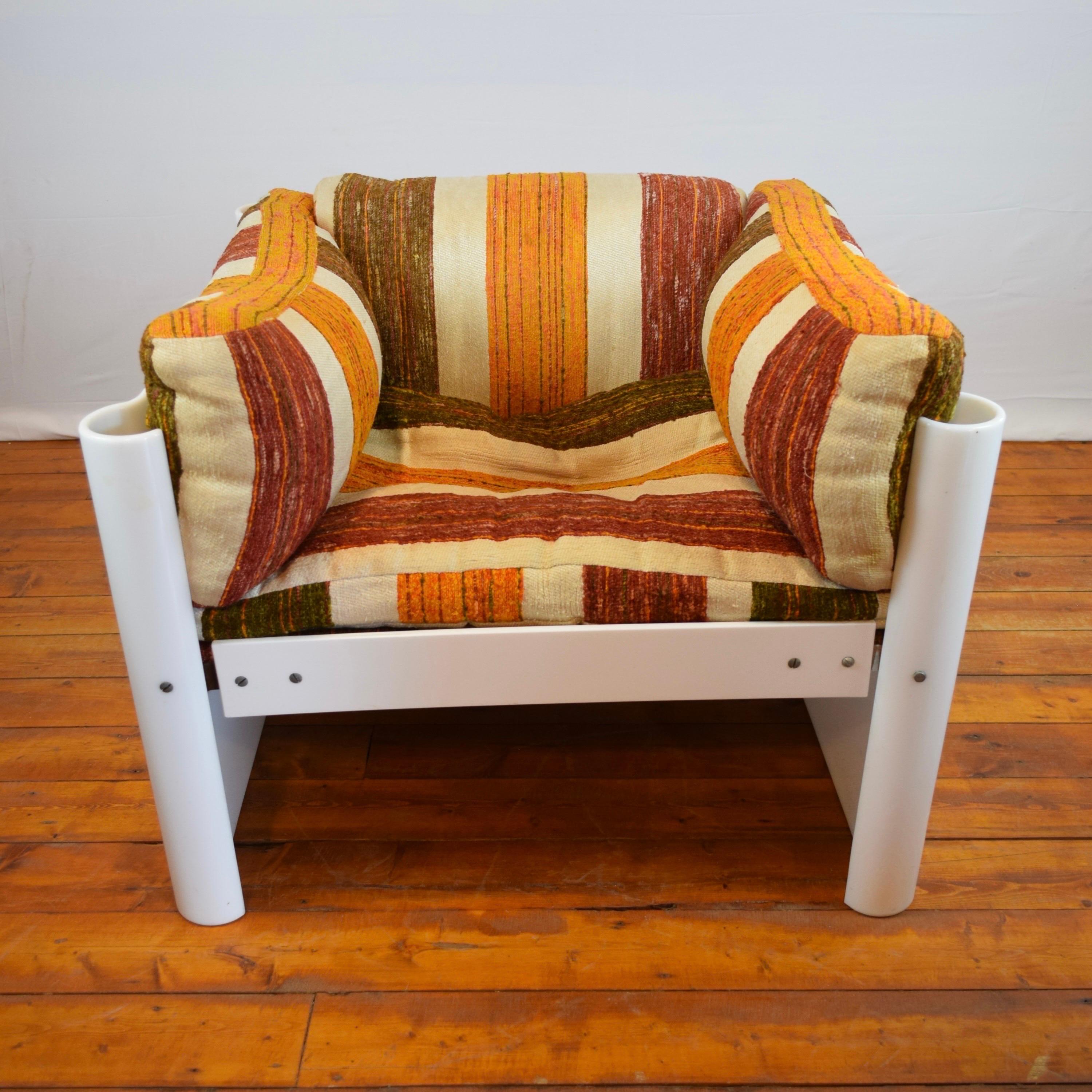 Post Modern Lucite & Wool Lounge Chair For Sale 3