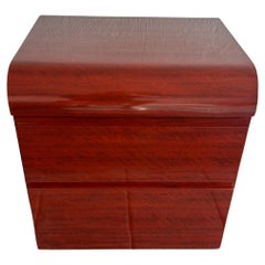 Retro Post modern mahogany Gloss faux wood Laminate waterfall 2 Drawer nightstand