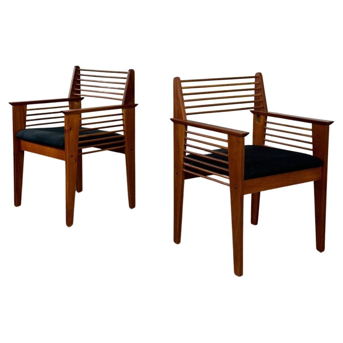 W22 D21 H32 SW19 SD19 SH18 AH25

Vintage side chairs fabricated in solid mahogany. The frames have been fully restored and both chairs are structurally sound. Chairs have original seats that should be reupholstered. Price is for the pair as
