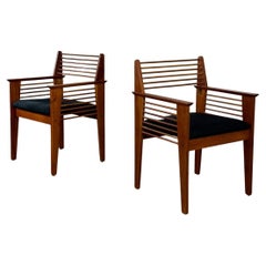 Post Modern Mahogany Side Chairs - Pair