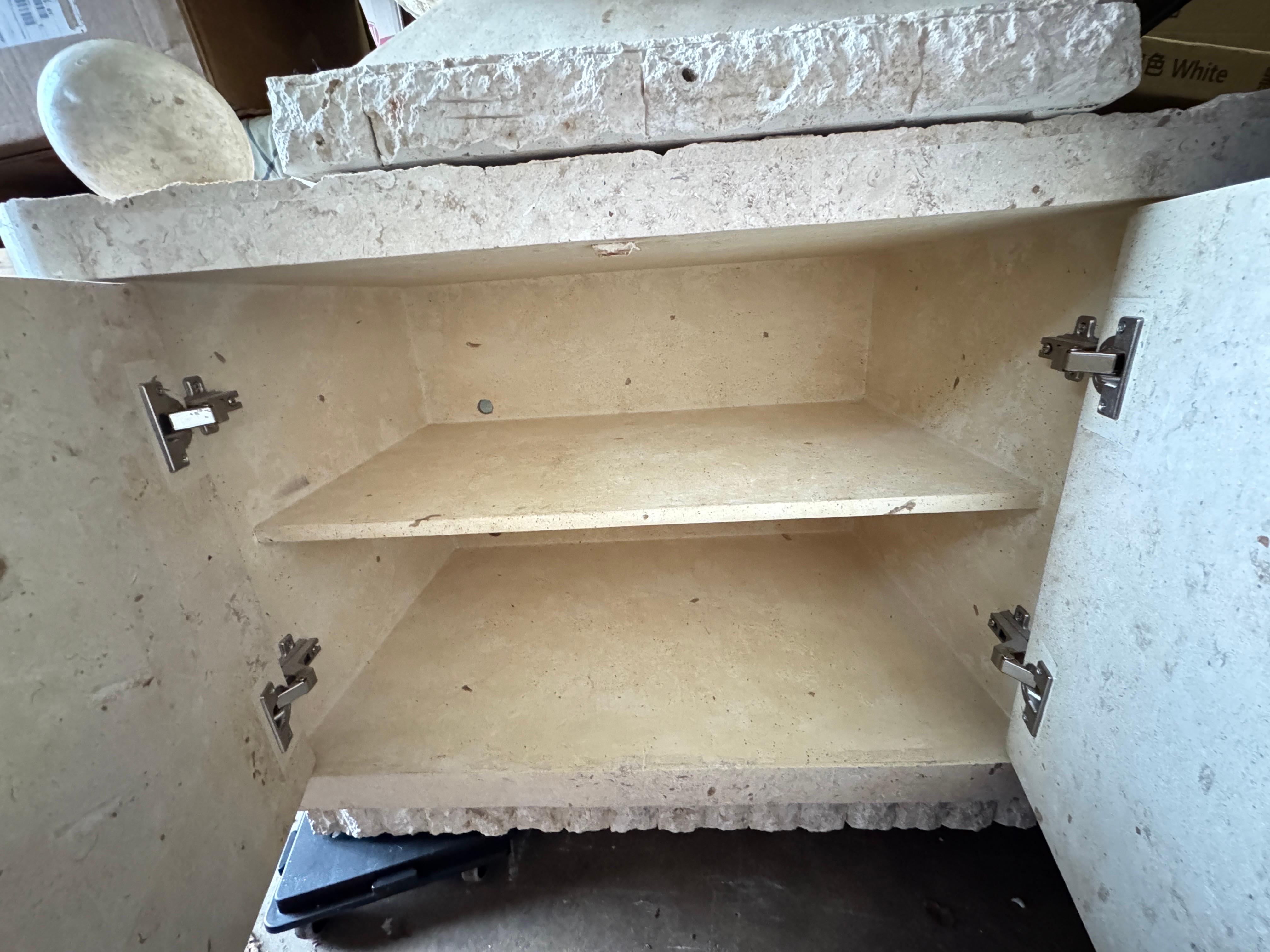 Late 20th Century Post-Modern Maitland Smith Style Tessellated Mactan Stone Orb Credenza For Sale