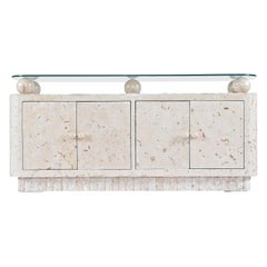 Post-Modern Maitland Smith Style Tessellated Mactan Stone Orb Credenza