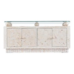 Post-Modern Maitland Smith Style Tessellated Mactan Stone Orb Credenza
