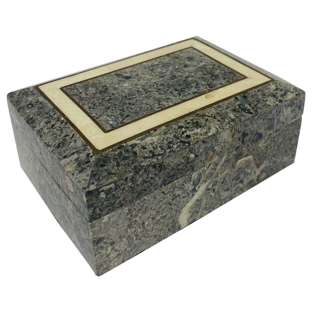 Post Modern Maitland Smith Travertine Lidded Trinket Box