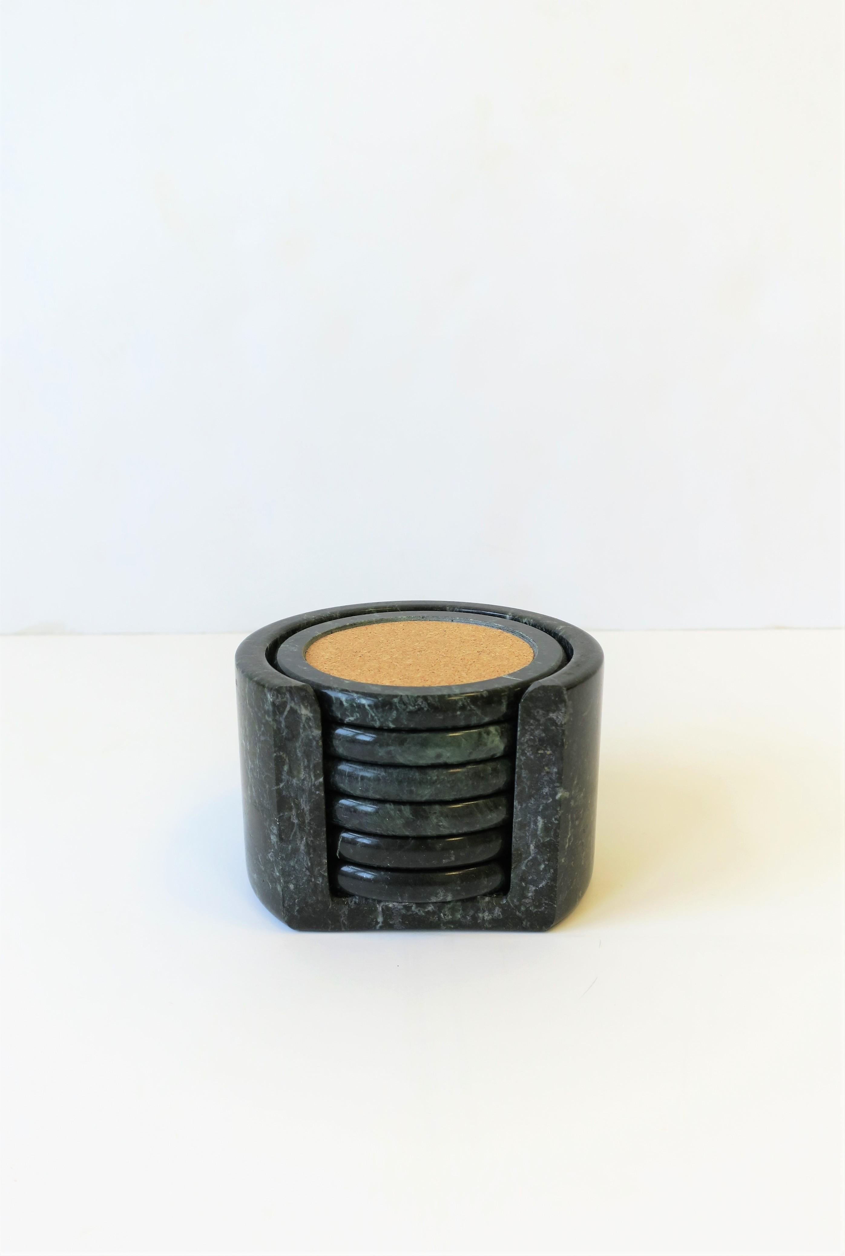 Postmodern Marble and Cork Cocktail or Drink Coaster Set 4