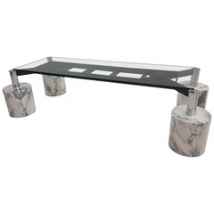 Post Modern Marble and Glass Dining Room Table, Switzerland, 1980