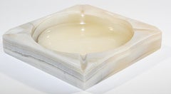 Post-Modern Alabaster Ashtray, Hand-Crafted, Italy, 1970s, Beige Stone