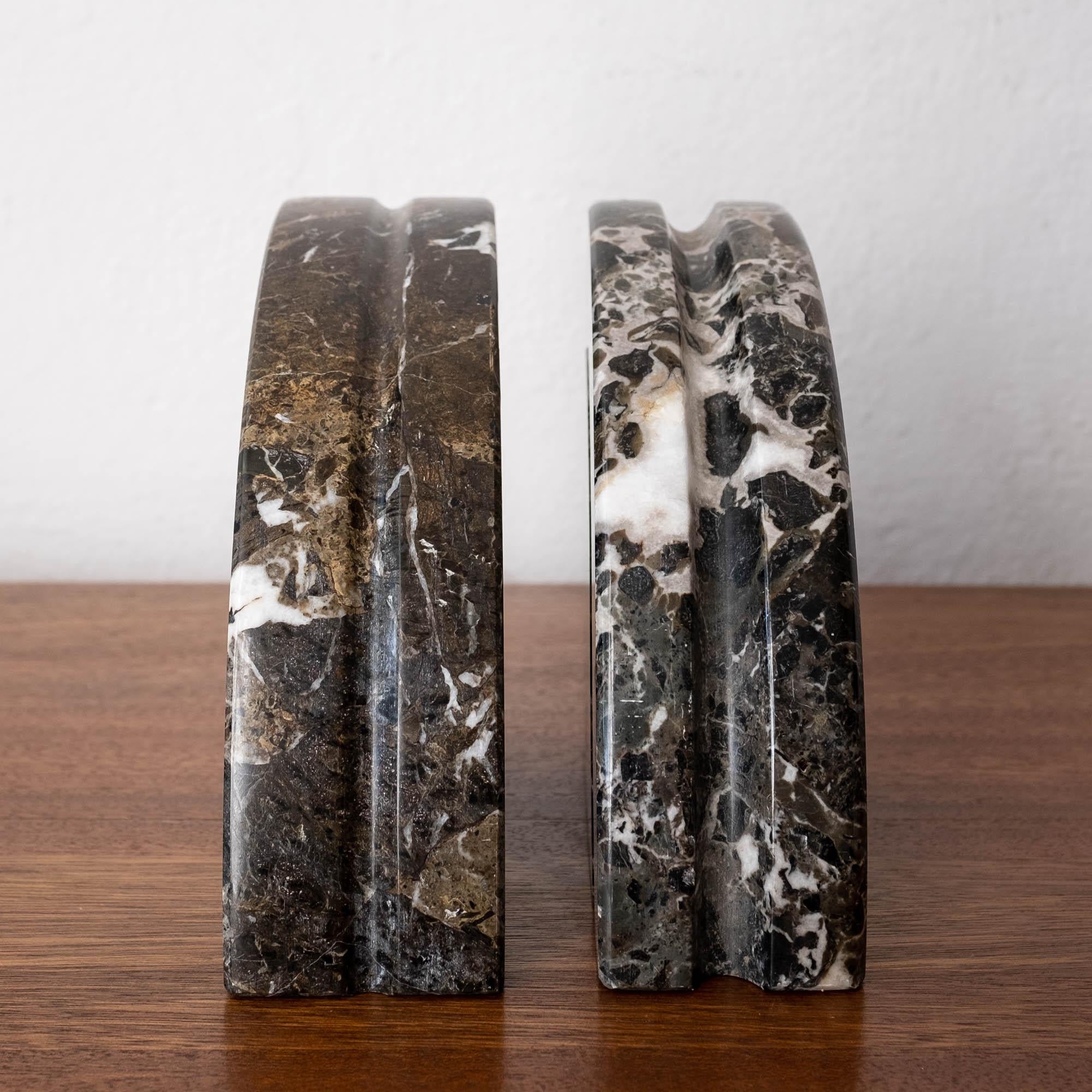 Hand-Carved Post Modern Marble Bookends For Sale