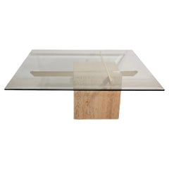 Post Modern Marble Brass Glass Coffee Table by Artedi Made in Italy