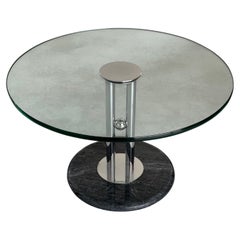 Table basse postmoderne en marbre et verre, design italien, vers les années 1980