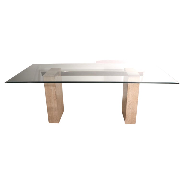 Post Modern Marble Glass Dining Table Made in Italy by Artedi For