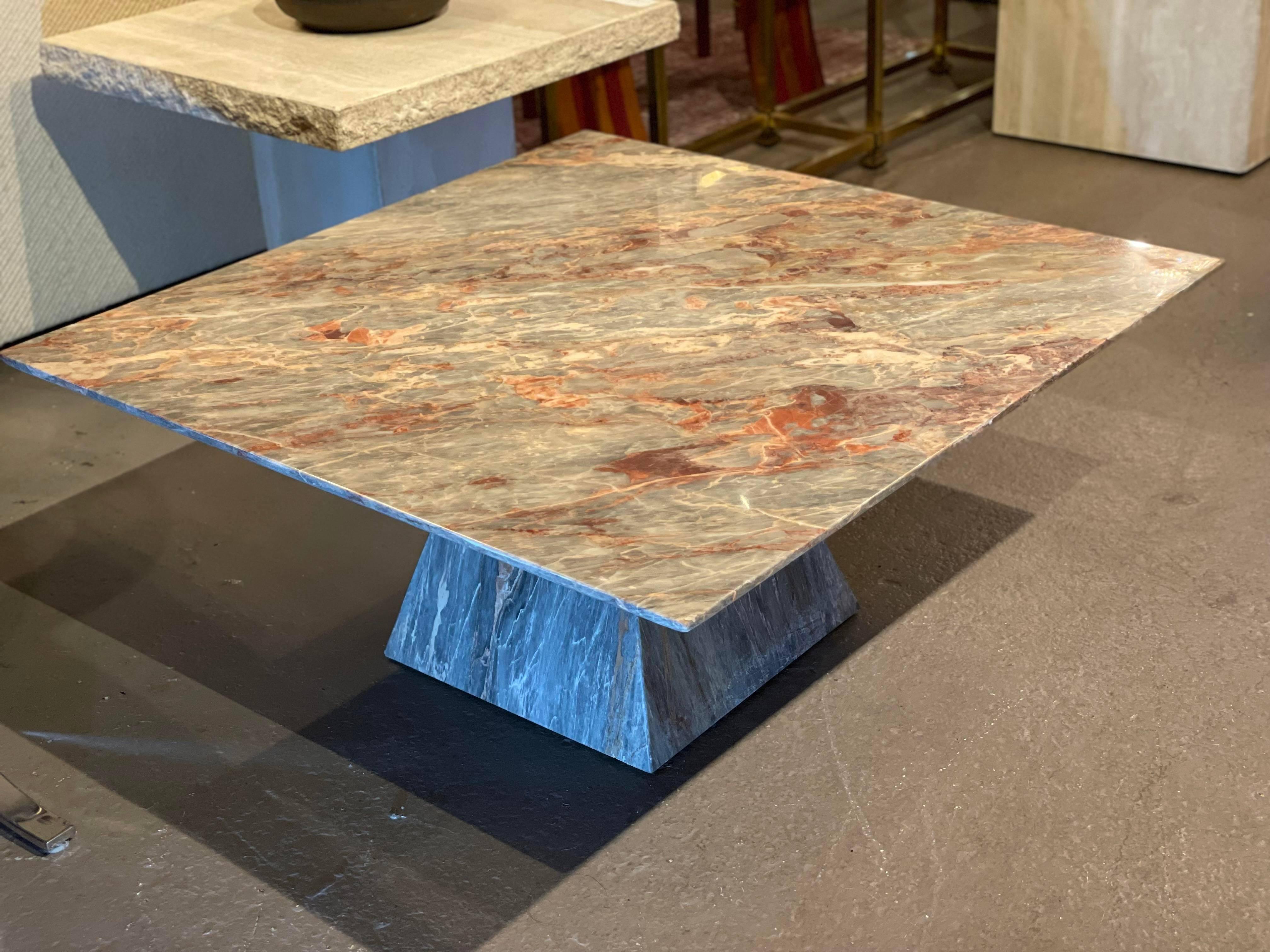 Oh boy!! The colors of this table. A neutral gray background with every shade of peach veining through it. It’s simply stunning. So elegant.

Dimensions: 39