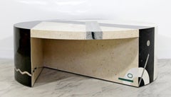 Postmodern Marble Malachite Chrome Tavola Coffee Table by Oggetti 1980s Italy