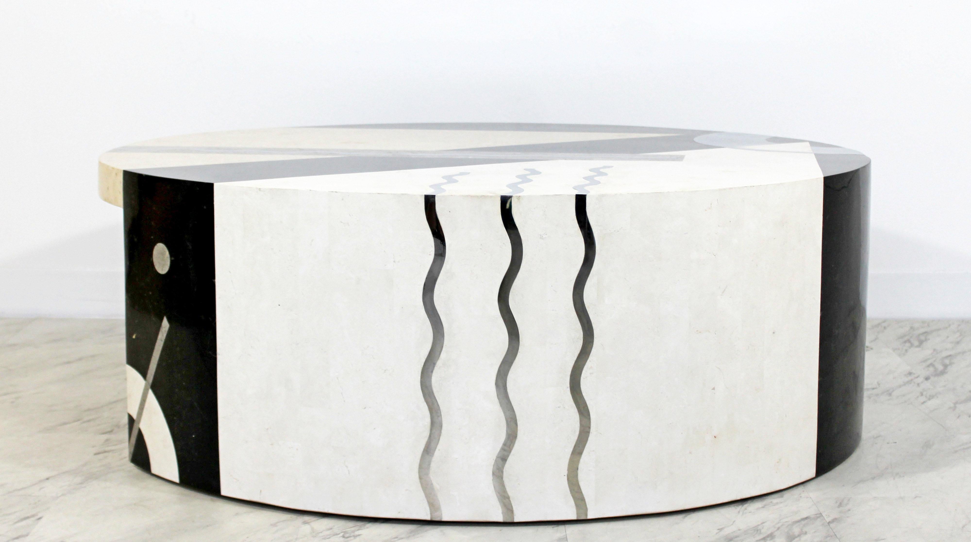 Postmodern Marble Malachite Chrome Tavola Coffee Table by Oggetti 1980s Italy In Good Condition In Keego Harbor, MI