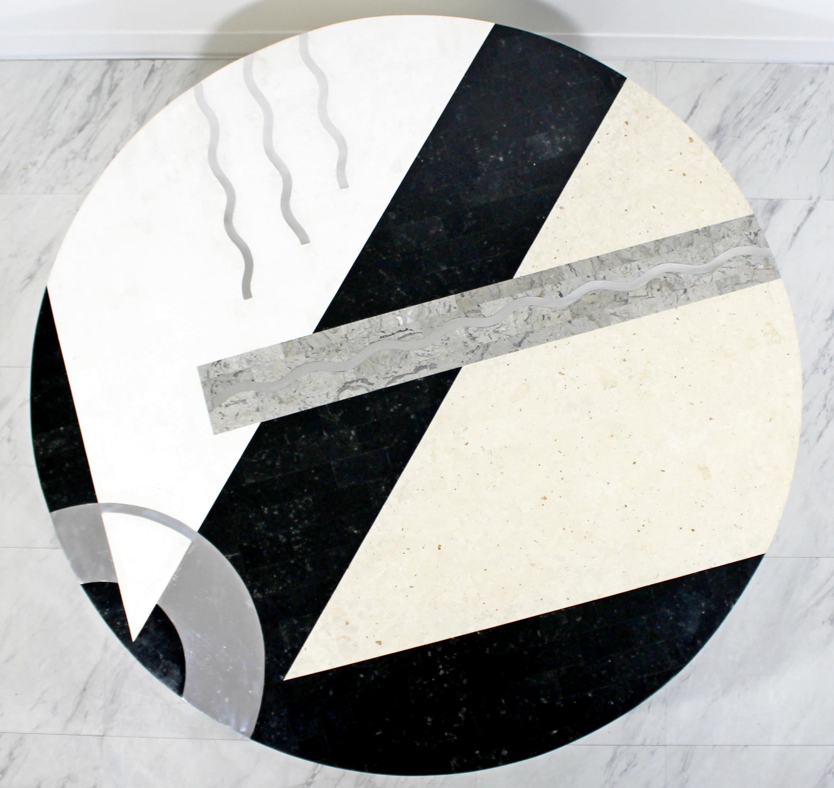 Postmodern Marble Malachite Chrome Tavola Coffee Table by Oggetti 1980s Italy 3
