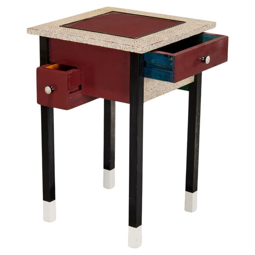 Post-Modern Post modern maroon lacquered 2 drawer end table   For Sale